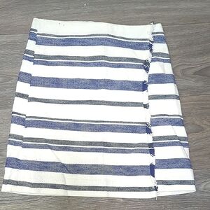 LOFT Navy and Cream Striped Pencil Skirt